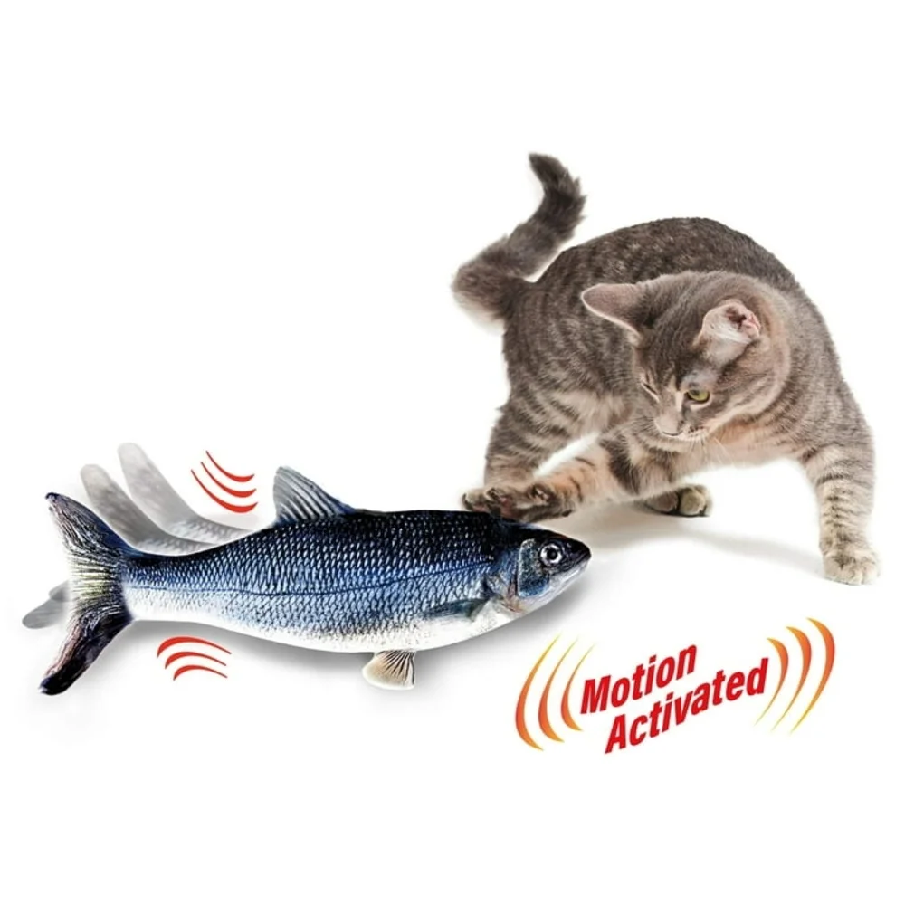 As Seen On TV Flippity Fish Cat Toy - Blue and White